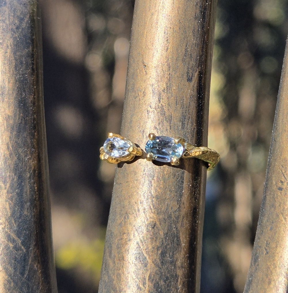 Topaz Natural Gemstone Sterling & Gold Ring Sz7 Adjustable - Picture 4 of 12
